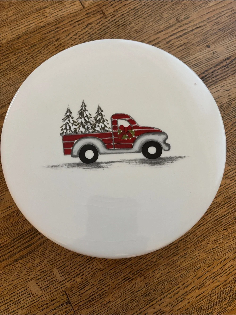 Ten Strawberry Street Home for the Holidays Red  Truck Tree Ceramic Canister